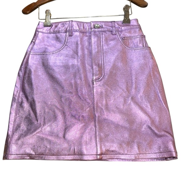 NWT Understated by Free People Purple Lamb Leather Y2K Mini Skirt Size Small - Picture 2 of 8